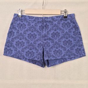 Gap 3.5" blue purple damask print cotton shorts